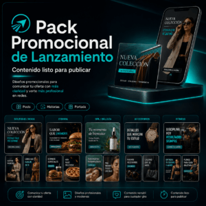 Portada del Pack Promocional de Lanzamiento de Impulso Visual, servicio de contenido promocional para redes sociales y WhatsApp.