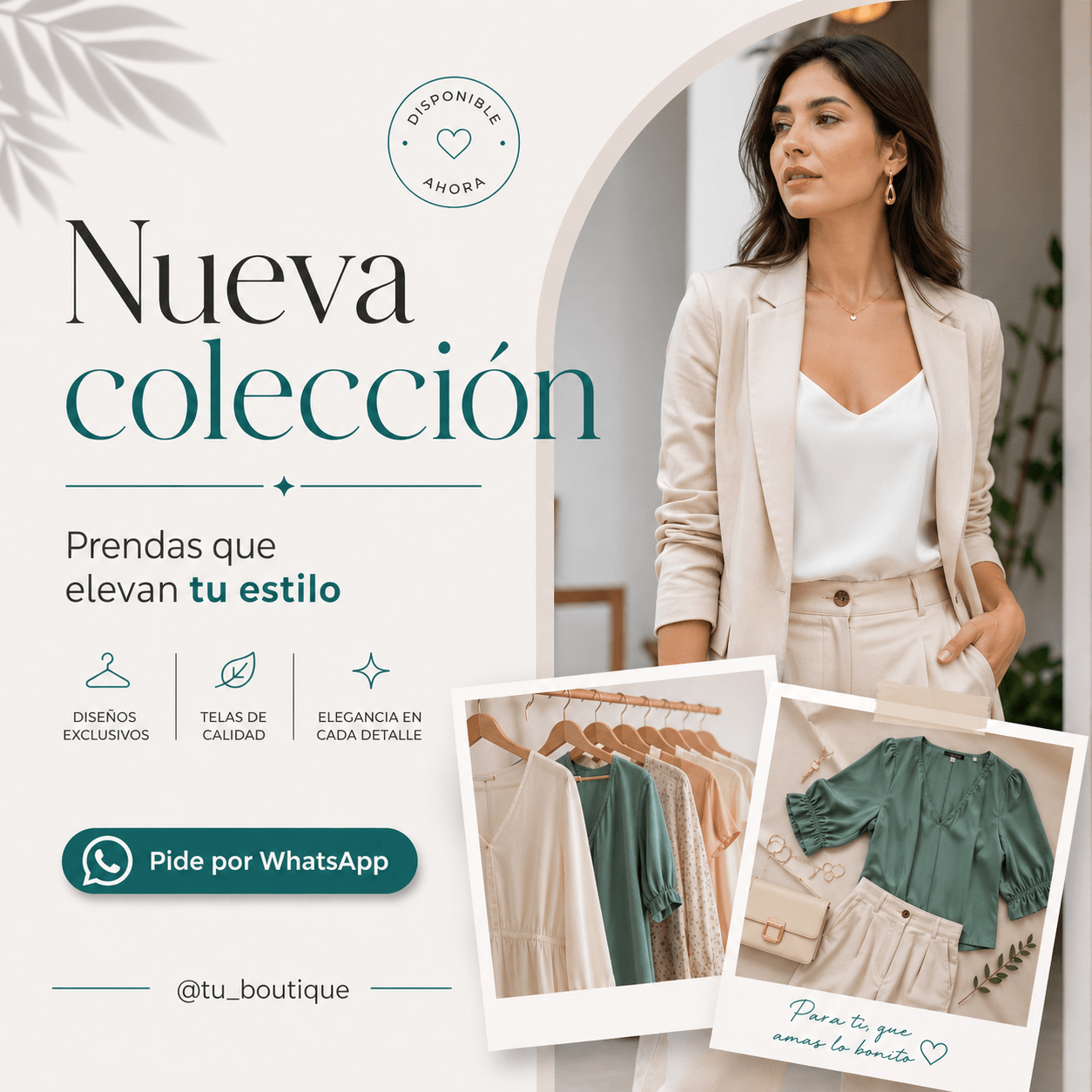 Diseño promocional para boutique femenina