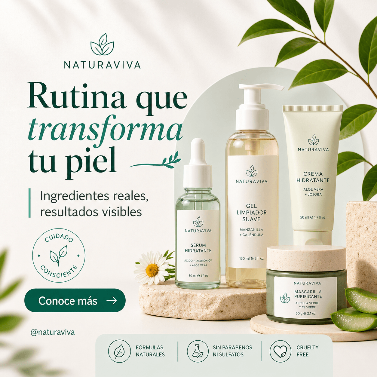 Diseño promocional para cuidado facial y skincare