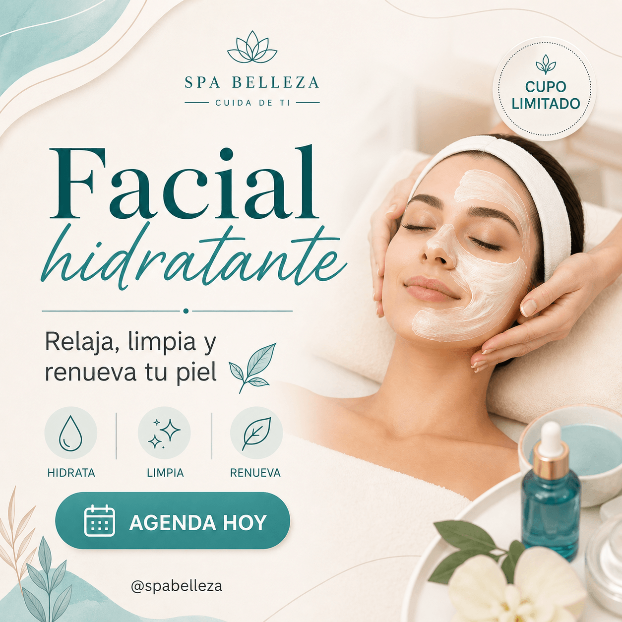 Diseño promocional para spa y cuidado facial